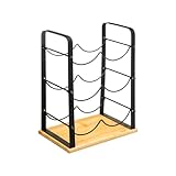 Avilia Botellero para 6 Botellas para Vino y licores – Botellas para bodegas y Cocina, de bambú y Metal, 25,5 x 17 x 38 cm, marrón y Negro