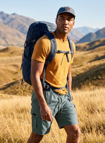 Image of JMIERR Men's Casual Stretch Cargo Shorts | Drawstring Elastic Waist, Multi Pockets, Summer Work Short, Classic