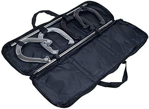 Horseshoe Set- Full Outdoor Classic Horse Shoe Game Set with Easy to Carry Case, 4 Metal Shoes, 2 Poles for Adults and Kids