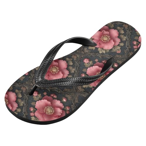 Flip Flop Sandals Elegant Floral Print for Women Men Beach Outdoor XS2