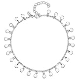 JOYAS DE CALIDAD SUPREMA - Realizadas con fina plata de ley 925. Cierre de mosquetón fuerte y duradero. Cierre ajustado para reducir la posibilidad de atrapar tejidos. Esta tobillera de estilo boho minimalista con monedas es muy buena por sí sola, pero es mucho mejor si se combina con otras tobilleras.