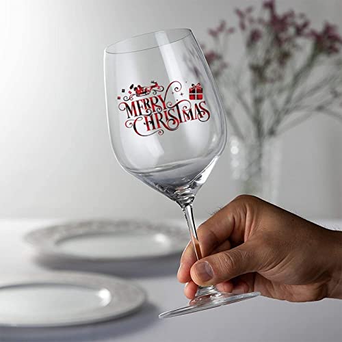 Verres à vin Merry Christmas 325 ml pour dégustation de rouge et blanc - Lot de 2
