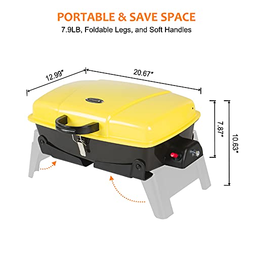 Camplux Portable Gas Grill 189 Square Inches, Small Propane Grills, Camping Grill For Outdoor Cooking, Yellow #TOP4