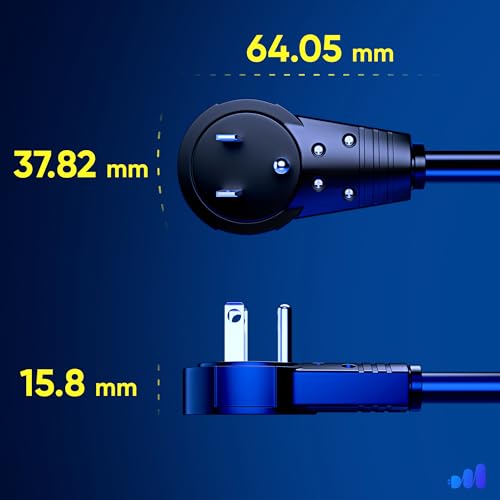 image for Maximm Cable 10 Feet 360° Rotating Flat Plug Extension Cord/Wire, 3 P