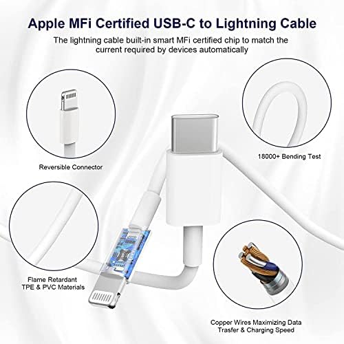 Usb C Lightning Cable 1M Iphone Fast Charger Cable Fast Charger Cable Usb-C To Lightning Cable Supports Power Delivery, Usb C To Lightning Cables For Iphone 13 Pro 12 Pro 12 11 X 8, Tablets, Airpods.