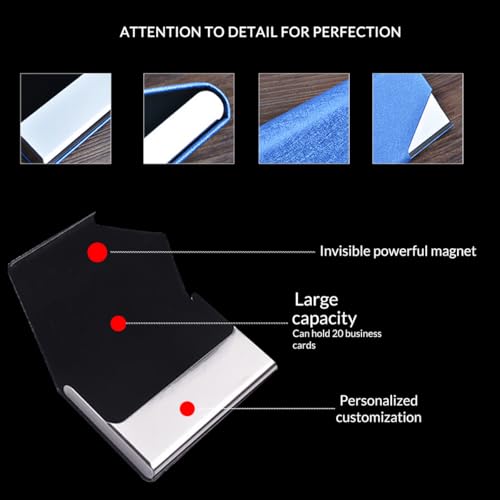 Custom Business Card Holder Case, Personalizd PU Leather & Stainless Steel Multi Wallet Credit Card & ID Holder for Men & Women with Engraved Logo & Name Personalization (Version 2)2