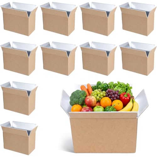 10 Pack Insulated Shipping Boxes 8.7×4.7×6.1 Inches Cold Shipping Boxes with Foil Liner Carton for Frozen Food, Meat, Seafood, Chocolate, Cosmetics, Reusable Mailing Moving Packing Containers