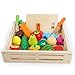 Produktbild Fujinfeng Küche Spielzeug Schneiden Obst und Gemüse Holz, 17 Stück Lebensmittel Rollenspiele Lernspielzeug für Kinder Jungen Mädchen