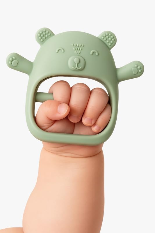 Image of Nubokind Koala Wrist-Fit No-Drop Baby Teether | Silicone Teething Toy for 3-12 Months | BPA Free, BIS Certified Chew Toy for 0-6 Months, Molar Relief | Sage Green | Single Pack