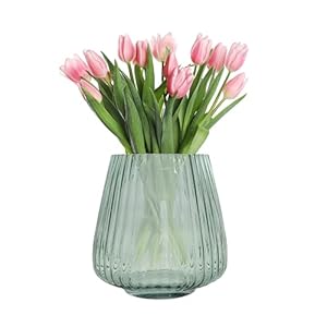 Vase, deko Wohnzimmer, blumenvasen aus Glas, wunderschön, grün, 17.7x18cm