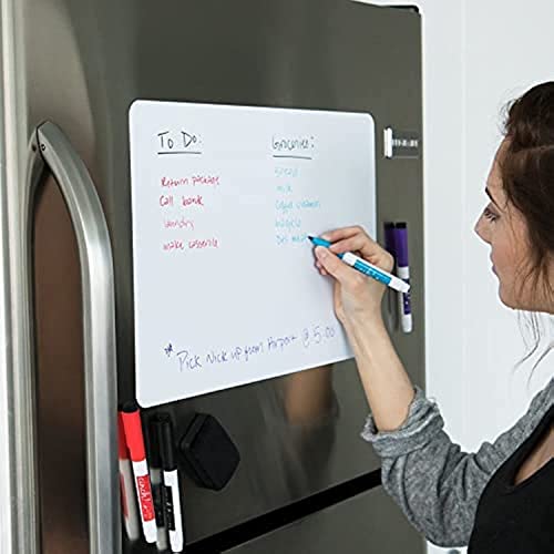 Comparison: Best Magnetic Whiteboard For Fridge 5 Cinch! Magnetic Whiteboard for Fridge 29 x 21 Inch - Stain-Resistant Dry Erase Board with 4 Fine Tip Markers and Large Eraser - Fridge Whiteboard Planner and Organizer for Kitchen or Office Use