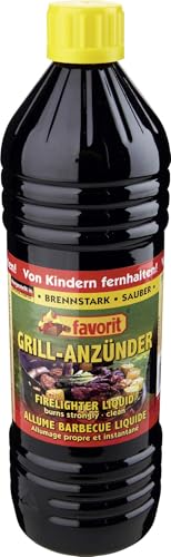 Favorit Anzünder flüssig, 1 Liter, Anzünder, Ofenanzünder, Kohleanzünder, geruchsneutral, ökologisch – 1260