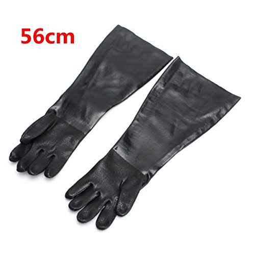 Generic 1 Pair Black Long Industrial Work Rubber Gloves Anti-Acid Chemical Resistant(S)