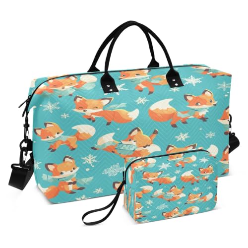 Sac de sport de natation renard bleu avec trousse maquillage voyage