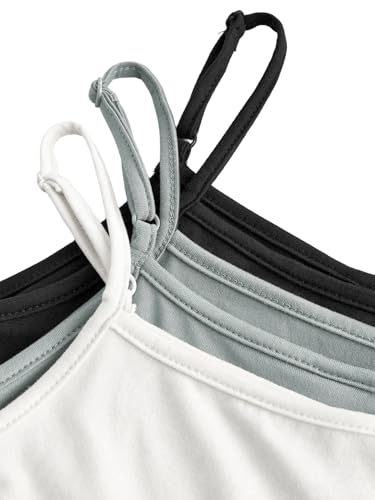 Image of SOLY HUX Girl's Tank Tops 3 Packs Cute Ruched Spaghetti Strap Camisole Slim Fit Undershirts