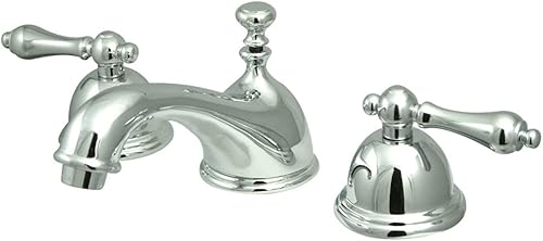 Miniatura 5 de Kingston Brass KS3962AL Restauración grifo de lavabo generalizado con manija de palanca de metal, latón pulido, centro ajustable de 8 pulgadas