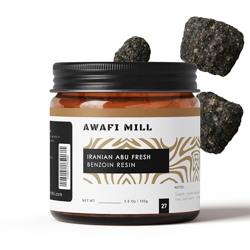 AWAFI MILL Irani Benzoin (Abu Fresh) Incense Resin | Luban Jawi Dark Benzoin for Charcoal & Bakhoor Burners | Sweet Vanilla-Balsamic, Smoky Resin Aroma | Loose Resin - 100 g | 3.5 Oz