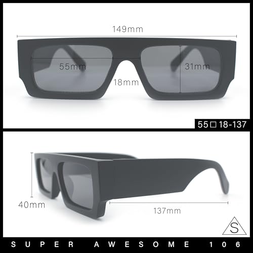 SA106 Narrow Rectangle Flat Top Horn Rim Thick Temple Plastic Sunglasses2