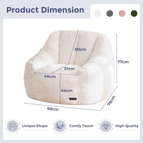 Pouf Fauteuil Fausse Fourrure Ultra Doux Crème MAXYOYO
