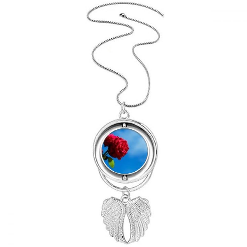 Collier ailes d'ange roses bleues et rouges pendentif original femme