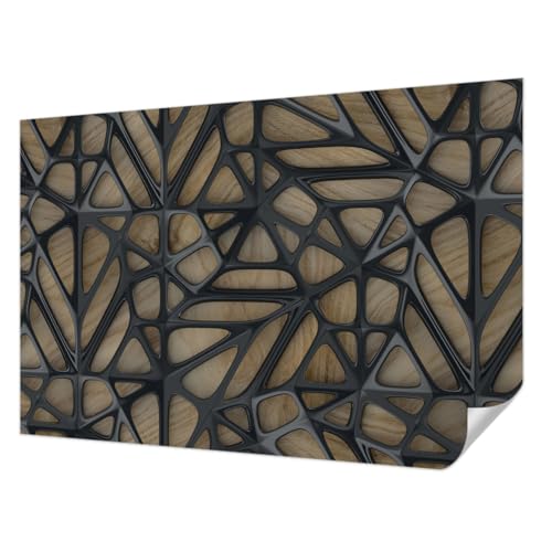 Décor mural adhésif Tulup 104x70 cm sublime votre chambre avec son élégant motif de filet en bois