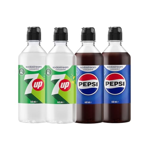 Sodastream - 2 Concentrés 7UP + 2 Concentrés Pepsi pour Machine à Eau Pétillante et Soda | Préparez jusqu'à 9 litres de 7UP et Pepsi en Quelques...