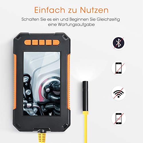 Foto von RAGU Endoskopische Kamera, IP67 1080P HD 4,3 Zoll LCD-Bildschirm Inspektionskamera mit 8 Dimmbaren LEDs 16,4 Fuß Halbstarres Kabel 2600mAh Batterie