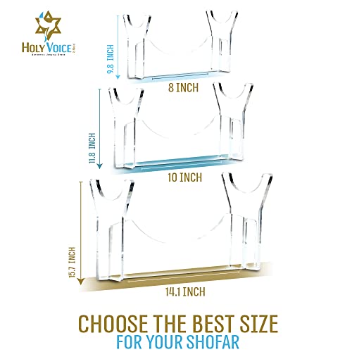 Holy Voice Shofar Stand – Clear Acrylic Stand For Shofar From Israel – Sturdy Shofar Horn Stand For Home Decor – Jewish Shofar Holder For Oryx, Kudu, Shofar Ram Horn, Yemenite Shofars, Swords (Large) #TOP2