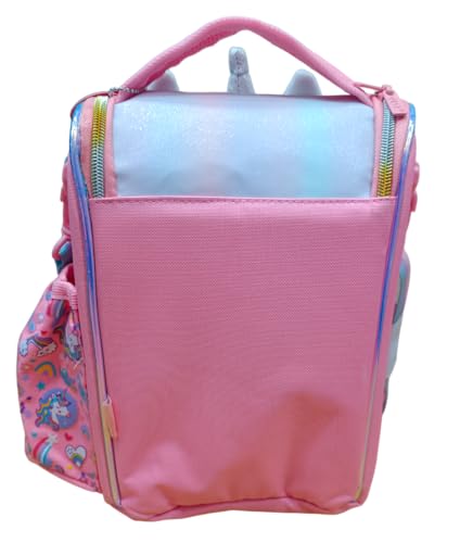 Image of Lunch Bag for Kids, Lunch Bag for Office Men, Women and Kids, Canvas Tiffin Bags for School, Picnic, Work, Carry Bag for Lunch Box and Water Bottle (Vertical Unicorn Pink)