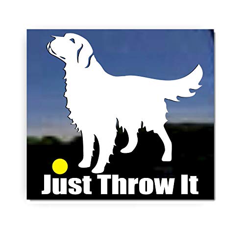Just Throw It | NickerStickers® Golden Retriever Dog Vinyl Window Decal Window Decal Sticker