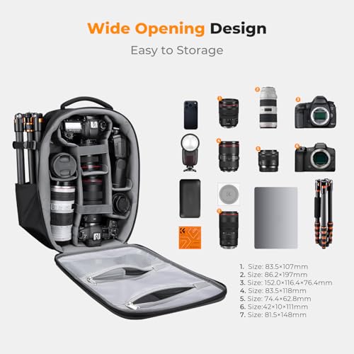 Image of K&F CONCEPT Camera Backpack,Hardshell Photography DSLR Camera Bag with 15-15.6 Inch Laptop Compartment Waterproof Hard Shell Camera Case