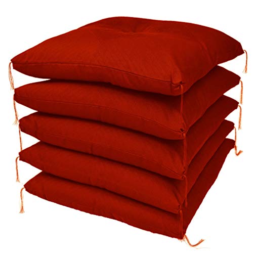 【StorePocket】 座布団 純日本製 高級ふくれ座布団 約59cm×63cm 5枚組 セット 国産 和室 和風 クッション レッド 赤