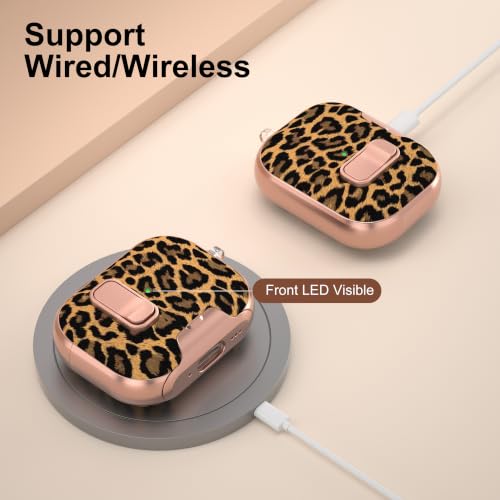 Image of for AirPods Pro 2 /1 Case with Safety Lock & Phone Stand, Leopard