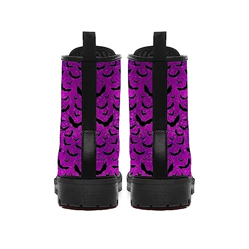 Bat Pattern Boots Mens Womens Combat Boots Vegan Leather Work Boots Lace Up Ankle Bootie Shoes Gifts for Friends4