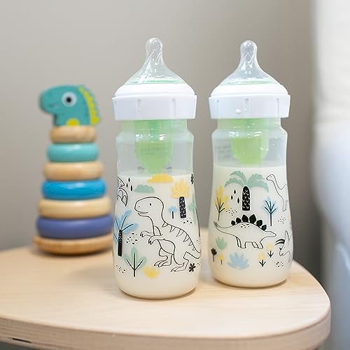 Dr. Brown's Natural Flow® Anti-Colic Options+™ Weithals-Babyflasche, Designer-Edition-Flaschen, Dino Decos, 270 ml, Level 1 Nippel… – Ansicht 7