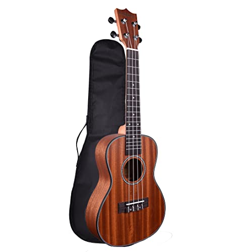 Image of Kadence Ukulele Concert Size 24 inch Sapele Wood Ukelele, Standard Shape Uke with binding and bag, fluorocarbon strings Brown colour ukuleles (Standard Shape)