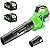 Leaf Blower Cordless with 2 x 4.0Ah Battery and Charger, 580CFM 160MPH Electric Blower with 2 Speeds, 20V Handheld Leaf Cleaner for Lawn Care, Blowing Leaves, Dust, Snow, Gravel for Patio, Yard, Green