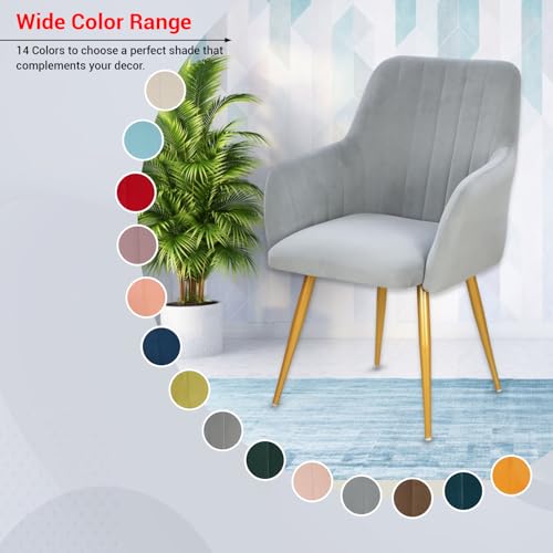 Image of Taboo Velvet Dining Chair Set of 4 | Upholstered Accent Arm Chairs | Soft Cushioned Seat with Backrest | Modern Velvet Fabric Chairs with Metal Legs | Living Room, Bedroom, Cafe & Restaurant | Cloud