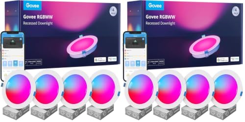 Image of Govee Smart Recessed Lighting 6 Inch, LED Downlight 1100 Lumen, 8 Pack
