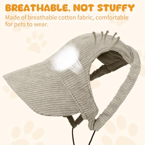 OFFCUP Hunde Baseballmütze Mütze Verstellbar Hunde-Sonnenhut mit Ohrlöchern Outdoor Hundecap Sommer Reise Hut Sonnenhüte Sonnenschutz Sport Sommer-Haustier-Visier für Welpen Katzen (Khaki, S)