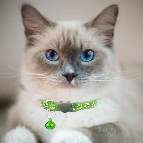 Hepplly 2-Pack Cat Collars Quick Release Reflective Kitten Collar with Bell (Light Green) - Image 2