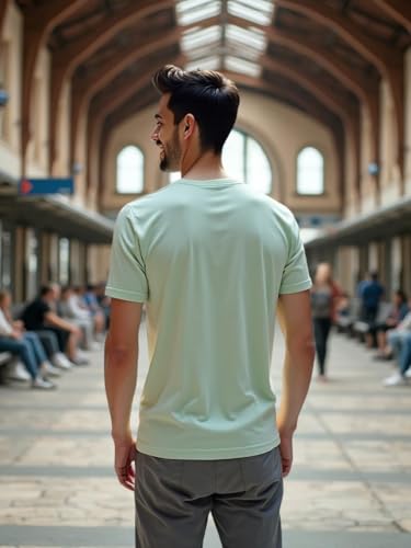 Image of NOBERO Men's Cotton Regular Fit Letter Print T-Shirt