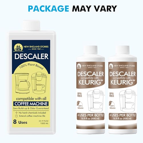 Image of New England Stories 8 Uses Descaling Solution Compatible with Keurig - 33.8oz Coffee Machine Descaler, Espresso Coffee Maker Cleaner, Coffee Pot Limescale Remover