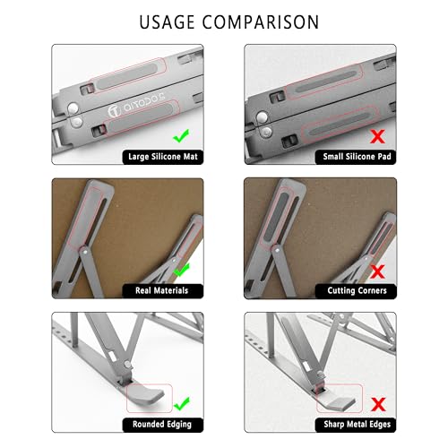 AiTodos® Laptop Ständer, Aluminiumlegierung, Laptop Ständer 6 Gänge Anpassen, Leicht, rutschfest, Faltbarer Tragbarer, Laptopständer - Einfache Wärmeableitung(Silber)