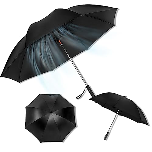 【超強力送風・扇風機付き長傘】HOTIRLL 扇風機パラソル 梅雨 UVカット 電池式 暑さ対応 紳士傘 レディース傘 メンズ 超大サイズメンズ傘 120cm 男子日傘 ファン雨傘 レディース 撥水速乾 耐強風 男女兼用 210T ゴルフ傘