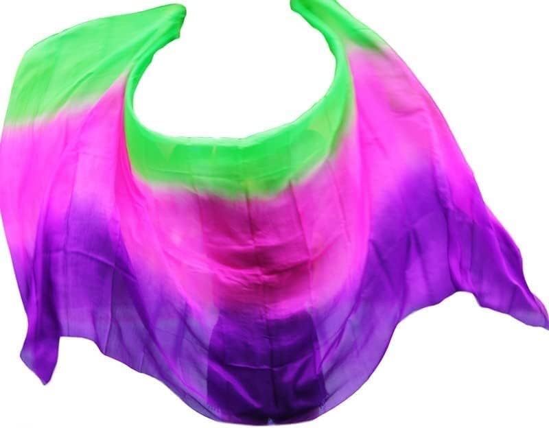 Belly Dance Silk Scarf, Dancing accessories, Silk Veils Belly Dance Stage Performance Props Handmade Dyed Scarf Bellydance Accessories (Color, Size : 270x114cm) ( Color : Onecolor , Size : 200x90cm )(