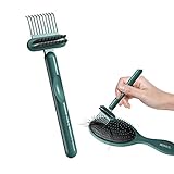 RHOS Hair Brush Cleaning Tool Comb Cleaning Brush Hair brush Cleaner Comb, 2-in-1 Hair Brush Cleaning Tool, Embedded Comb Hair Brush Remover Rake for Removing Hair Dust,Home and Salon Use (1 Pack-Green)