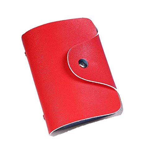 Preisvergleich Produktbild DOLDOA Damen Rucksack Handtasche,Männer Frauen Leder Kreditkarteninhaber Fall Kartenhalter Brieftasche Visitenkarte (Rot)