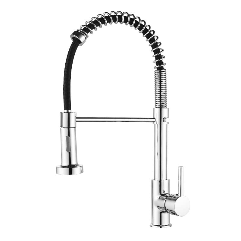 Mitigeur extractible de cuisine blanc Bianco avec douchette ressort flexible