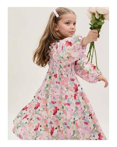 Girl Lace Bandage Dress Elegant Sweet Floral Print Casual Dress3